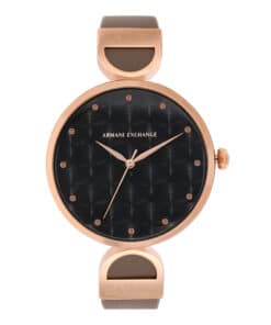 Women’s Quartz Black Dial Watch with Rose Gold