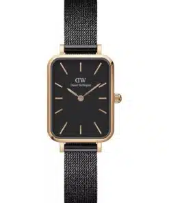 Casual Unisex Quartz Watch with Black Square Dial and White Details