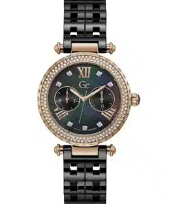 Fashionable Women’s Chronograph Watch with Black Dial and Stainless Steel Band
