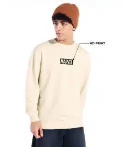 Beige Venom Graphic Printed Oversized Sweatshirt