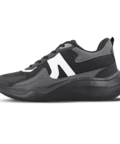 Black & Grey Lace-Up Sports Shoes