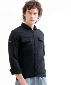 Rubans Black Washed Denim Overshirt