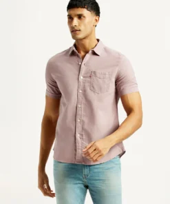 Solid Purple Slim Fit Shirt for Men Offering a Sleek Tailored and Polished Look