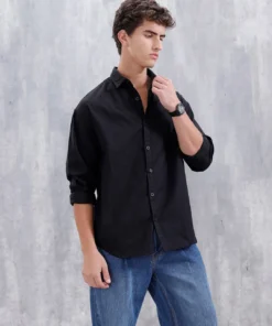 Black Oversized Casual Shirt Designed for Effortless Comfort and Everyday Style