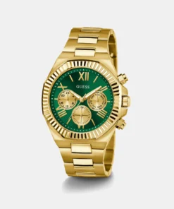 Green Dial Multi-Function Stainless Steel Watch