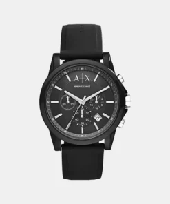 Men’s Black Dial Chronograph Silicone Strap Watch