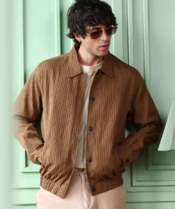 Zip-Front Crushed-Tactile Jacket