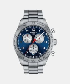Men Quartz Blue Dial Chronograph Stainless Steel Watch