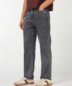 Black Embroidered Straight Fit Washed Mid-Rise Jeans