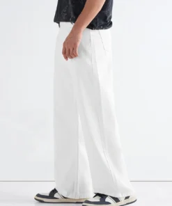 White Super Baggy Fit Mid-Rise Jeans