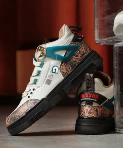 Beige Mid Top Premium Flat Sole Sneakers